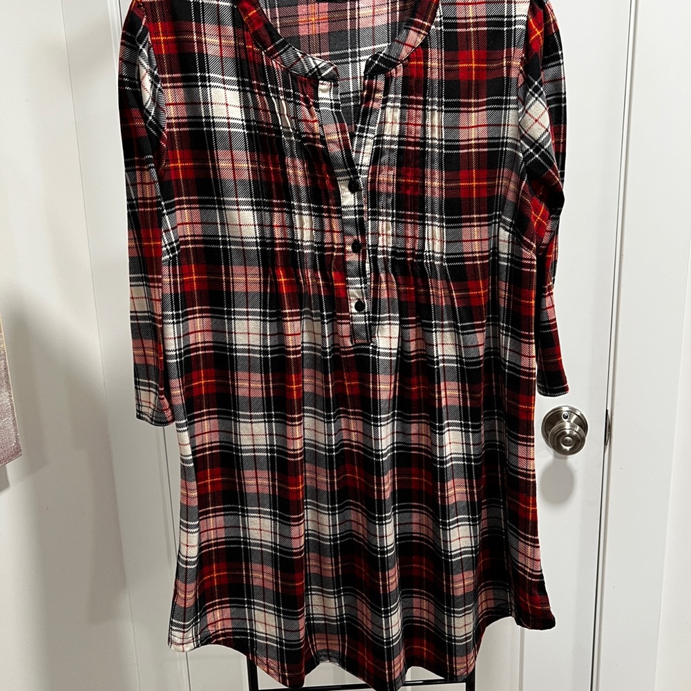 Reborn Red and Black Plaid Tunic Top